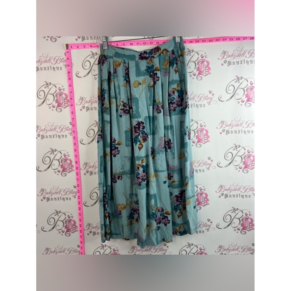 Sag Harbor skirt long retro Teal Floral Maxi Skirt with Purple and Gold Accents